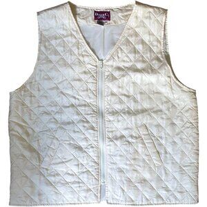 Denim & Co 100% Silk Quilted Zip Up Insulated Vest 2X